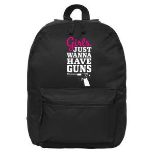 Gun Saying Just Wanna Have Guns 16 in Basic Backpack