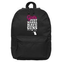 Gun Saying Just Wanna Have Guns 16 in Basic Backpack