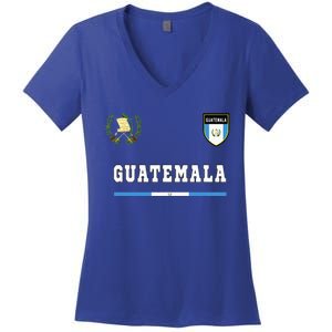 Guatemala Sportsoccer Jersey Flag Football Women's V-Neck T-Shirt