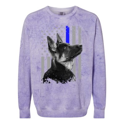 Ger Shepherd K9 Unit Thin Blue Line Flag Police Gift Colorblast Crewneck Sweatshirt