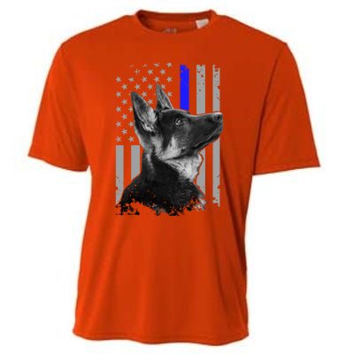 Ger Shepherd K9 Unit Thin Blue Line Flag Police Gift Cooling Performance Crew T-Shirt