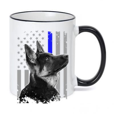 Ger Shepherd K9 Unit Thin Blue Line Flag Police Gift 11oz Black Color Changing Mug