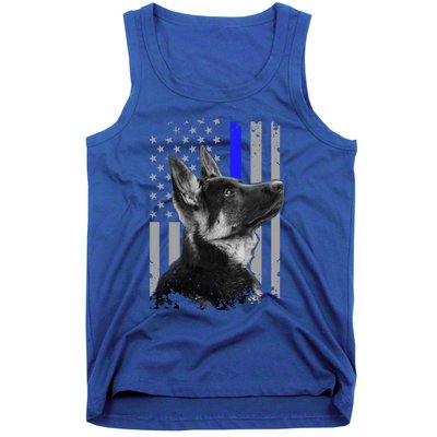 Ger Shepherd K9 Unit Thin Blue Line Flag Police Gift Tank Top