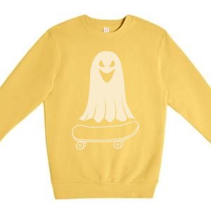 Ghost Skateboard Lazy Halloween Costume Funny Skateboarding Meaningful Gift Premium Crewneck Sweatshirt