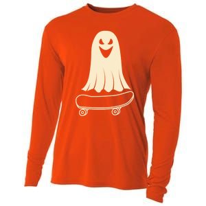 Ghost Skateboard Lazy Halloween Costume Funny Skateboarding Meaningful Gift Cooling Performance Long Sleeve Crew