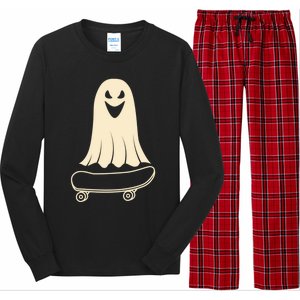 Ghost Skateboard Lazy Halloween Costume Funny Skateboarding Meaningful Gift Long Sleeve Pajama Set