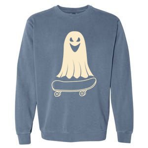 Ghost Skateboard Lazy Halloween Costume Funny Skateboarding Meaningful Gift Garment-Dyed Sweatshirt