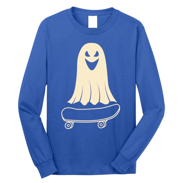 Ghost Skateboard Lazy Halloween Costume Funny Skateboarding Meaningful Gift Long Sleeve Shirt