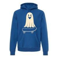 Ghost Skateboard Lazy Halloween Costume Funny Skateboarding Meaningful Gift Premium Hoodie