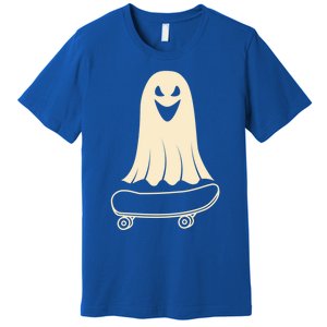 Ghost Skateboard Lazy Halloween Costume Funny Skateboarding Meaningful Gift Premium T-Shirt