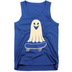 Ghost Skateboard Lazy Halloween Costume Funny Skateboarding Meaningful Gift Tank Top