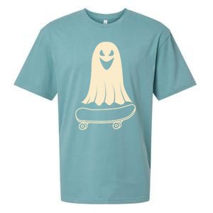 Ghost Skateboard Lazy Halloween Costume Funny Skateboarding Meaningful Gift Sueded Cloud Jersey T-Shirt