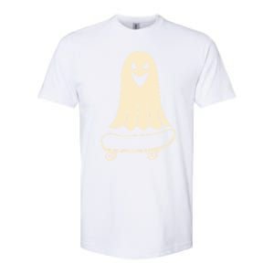 Ghost Skateboard Lazy Halloween Costume Funny Skateboarding Meaningful Gift Softstyle CVC T-Shirt