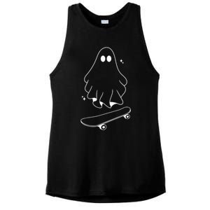 Ghost Skateboard Lazy Halloween Costume Funny Skateboarding Gift Ladies PosiCharge Tri-Blend Wicking Tank