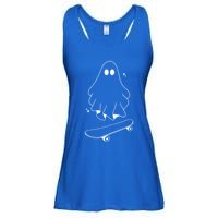 Ghost Skateboard Lazy Halloween Costume Funny Skateboarding Gift Ladies Essential Flowy Tank