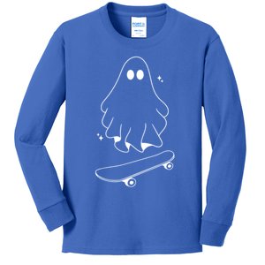 Ghost Skateboard Lazy Halloween Costume Funny Skateboarding Gift Kids Long Sleeve Shirt