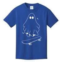 Ghost Skateboard Lazy Halloween Costume Funny Skateboarding Gift Kids T-Shirt