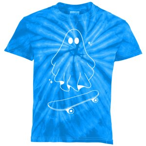 Ghost Skateboard Lazy Halloween Costume Funny Skateboarding Gift Kids Tie-Dye T-Shirt