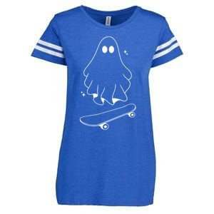 Ghost Skateboard Lazy Halloween Costume Funny Skateboarding Gift Enza Ladies Jersey Football T-Shirt