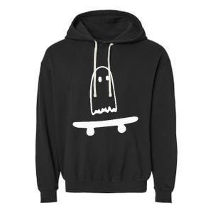 Ghost Skateboard Lazy Halloween Costume Funny Skateboarding Garment-Dyed Fleece Hoodie