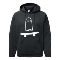 Ghost Skateboard Lazy Halloween Costume Funny Skateboarding Performance Fleece Hoodie