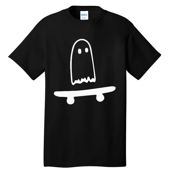 Ghost Skateboard Lazy Halloween Costume Funny Skateboarding Tall T-Shirt