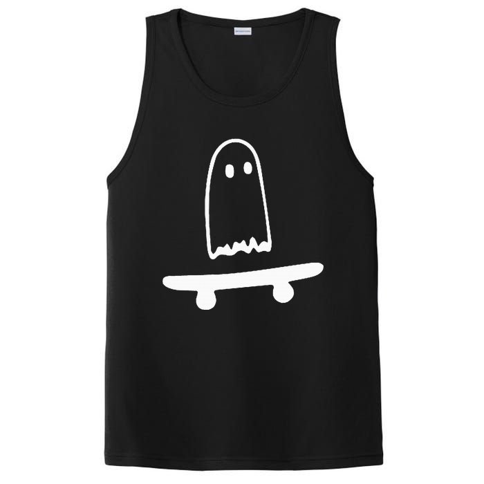 Ghost Skateboard Lazy Halloween Costume Funny Skateboarding PosiCharge Competitor Tank