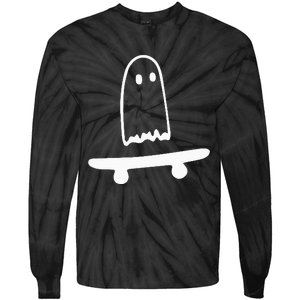 Ghost Skateboard Lazy Halloween Costume Funny Skateboarding Tie-Dye Long Sleeve Shirt