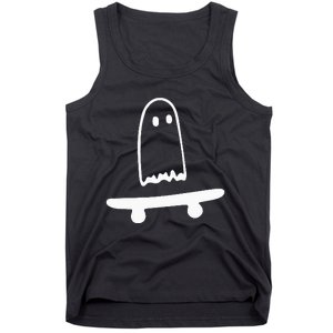 Ghost Skateboard Lazy Halloween Costume Funny Skateboarding Tank Top