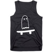 Ghost Skateboard Lazy Halloween Costume Funny Skateboarding Tank Top