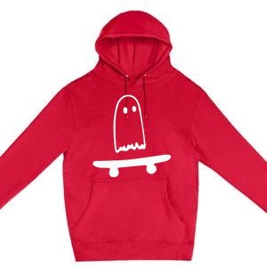 Ghost Skateboard Lazy Halloween Costume Funny Skateboarding Premium Pullover Hoodie