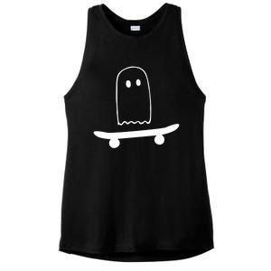 Ghost Skateboard Lazy Funny Skateboarding Halloween Costume Gift Ladies PosiCharge Tri-Blend Wicking Tank