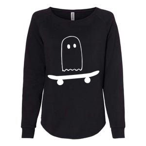 Ghost Skateboard Lazy Funny Skateboarding Halloween Costume Gift Womens California Wash Sweatshirt