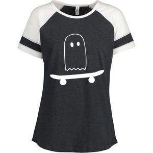 Ghost Skateboard Lazy Funny Skateboarding Halloween Costume Gift Enza Ladies Jersey Colorblock Tee