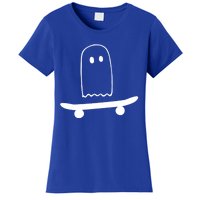 Ghost Skateboard Lazy Funny Skateboarding Halloween Costume Gift Women's T-Shirt