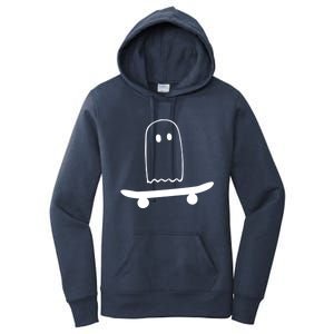 Ghost Skateboard Lazy Funny Skateboarding Halloween Costume Gift Women's Pullover Hoodie