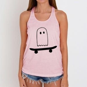 Ghost Skateboard Lazy Funny Skateboarding Halloween Costume Gift Women's Knotted Racerback Tank