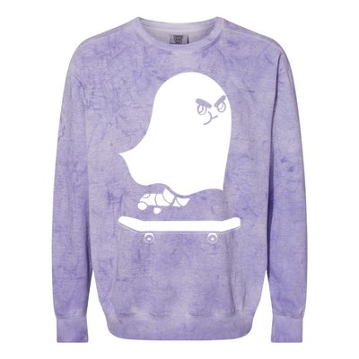 Ghost Skateboard Lazy Halloween Costume Spooktacular Gift Colorblast Crewneck Sweatshirt