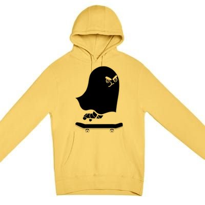 Ghost Skateboard Lazy Halloween Costume Spooktacular Gift Premium Pullover Hoodie