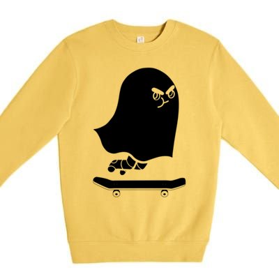 Ghost Skateboard Lazy Halloween Costume Spooktacular Gift Premium Crewneck Sweatshirt