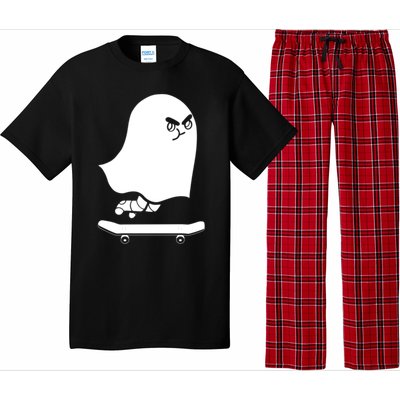 Ghost Skateboard Lazy Halloween Costume Spooktacular Gift Pajama Set