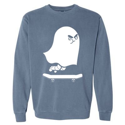 Ghost Skateboard Lazy Halloween Costume Spooktacular Gift Garment-Dyed Sweatshirt