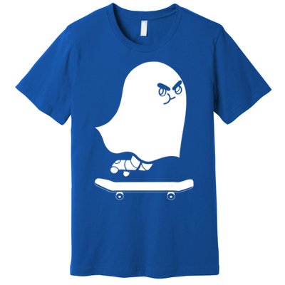 Ghost Skateboard Lazy Halloween Costume Spooktacular Gift Premium T-Shirt