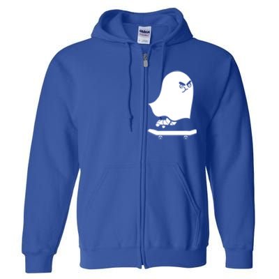 Ghost Skateboard Lazy Halloween Costume Spooktacular Gift Full Zip Hoodie