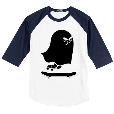 Ghost Skateboard Lazy Halloween Costume Spooktacular Gift Baseball Sleeve Shirt