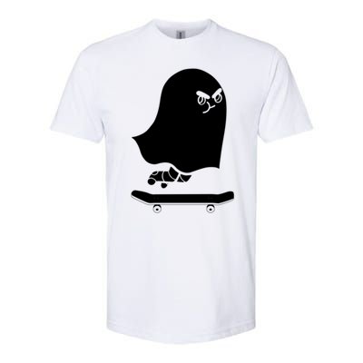 Ghost Skateboard Lazy Halloween Costume Spooktacular Gift Softstyle CVC T-Shirt