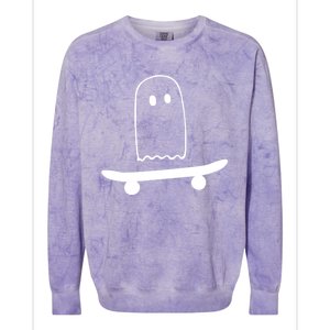 Ghost Skateboard Lazy Funny Skateboarding Halloween Costume Funny Gift Colorblast Crewneck Sweatshirt