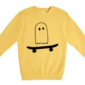 Ghost Skateboard Lazy Funny Skateboarding Halloween Costume Funny Gift Premium Crewneck Sweatshirt