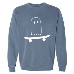 Ghost Skateboard Lazy Funny Skateboarding Halloween Costume Funny Gift Garment-Dyed Sweatshirt