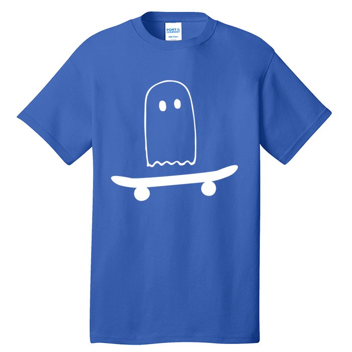 Ghost Skateboard Lazy Funny Skateboarding Halloween Costume Funny Gift Tall T-Shirt